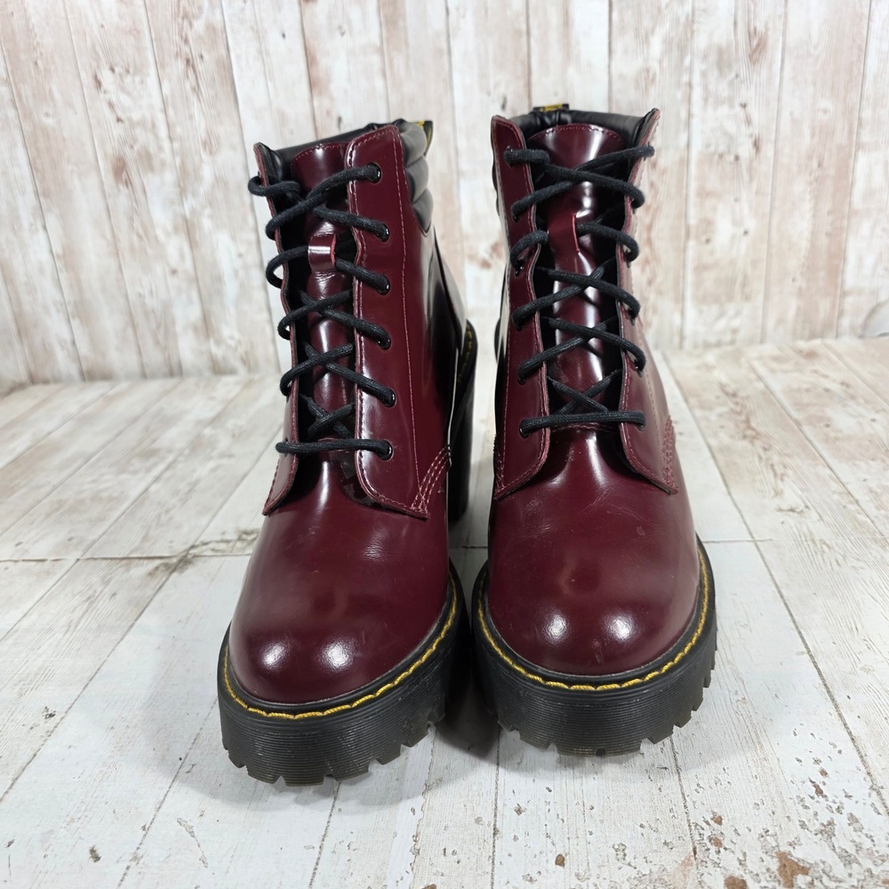 Dr. Martens Persephone Cherry Red Leather Heeled Lace Up Boots Womens 8 - Picture 4 of 8